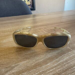 Jonathan Paul Fitovers Queeda Sunglasses  Tusk color amber lenses wood-grain